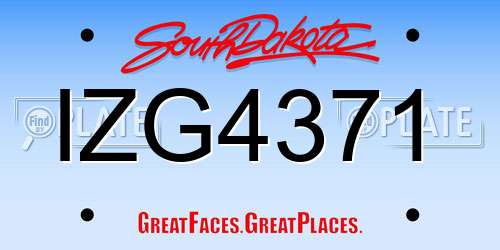 IZG4371 South Dakota License Plate