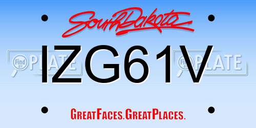 IZG61V South Dakota License Plate