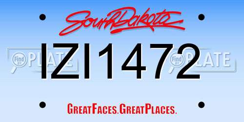 IZI1472 South Dakota License Plate