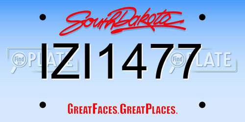 IZI1477 South Dakota License Plate