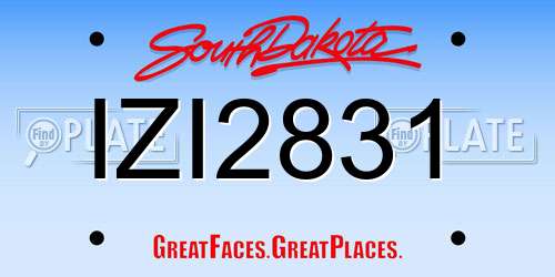 IZI2831 South Dakota License Plate