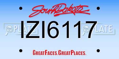 IZI6117 South Dakota License Plate