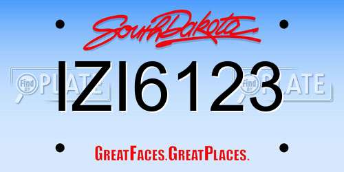 IZI6123 South Dakota License Plate