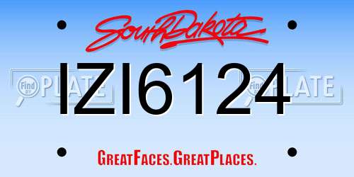 IZI6124 South Dakota License Plate