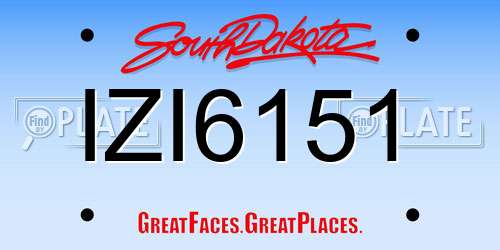 IZI6151 South Dakota License Plate