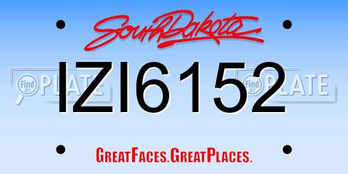 IZI6152 South Dakota License Plate
