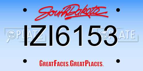 IZI6153 South Dakota License Plate