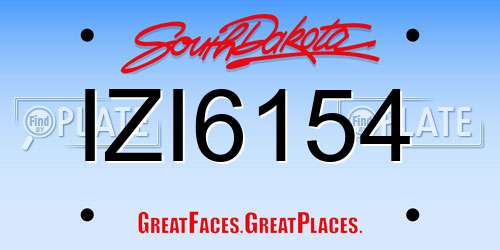 IZI6154 South Dakota License Plate