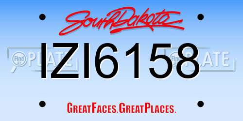 IZI6158 South Dakota License Plate