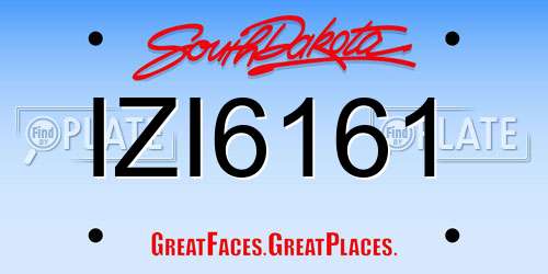IZI6161 South Dakota License Plate