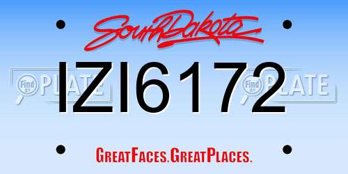 IZI6172 South Dakota License Plate