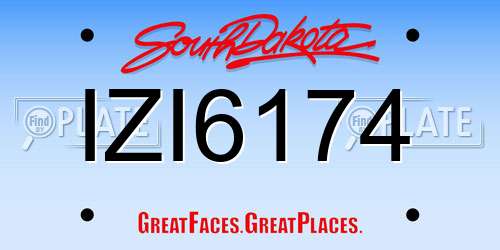 IZI6174 South Dakota License Plate