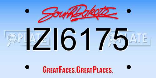IZI6175 South Dakota License Plate
