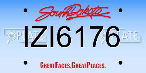 IZI6176 South Dakota License Plate