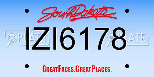 IZI6178 South Dakota License Plate
