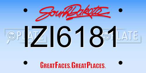 IZI6181 South Dakota License Plate