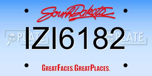 IZI6182 South Dakota License Plate