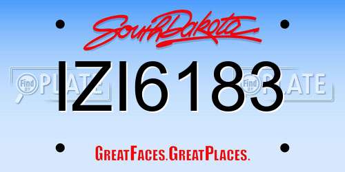 IZI6183 South Dakota License Plate