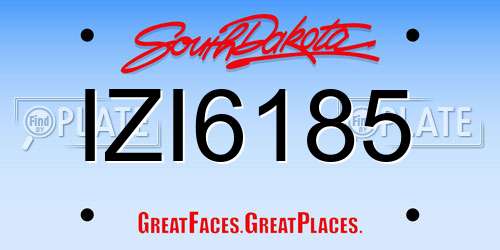 IZI6185 South Dakota License Plate