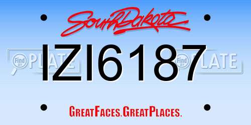 IZI6187 South Dakota License Plate