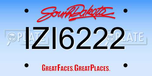 IZI6222 South Dakota License Plate