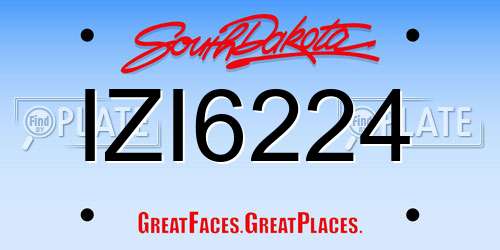 IZI6224 South Dakota License Plate