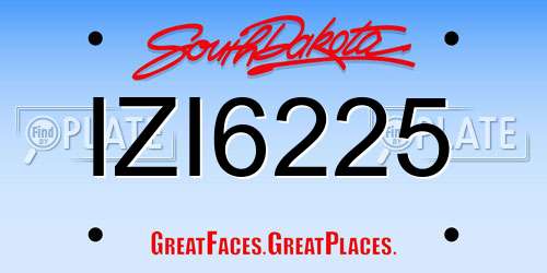 IZI6225 South Dakota License Plate