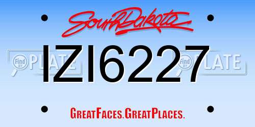 IZI6227 South Dakota License Plate
