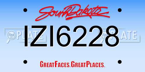 IZI6228 South Dakota License Plate