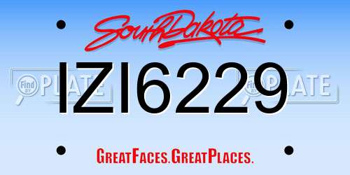 IZI6229 South Dakota License Plate