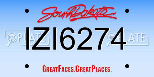 IZI6274 South Dakota License Plate