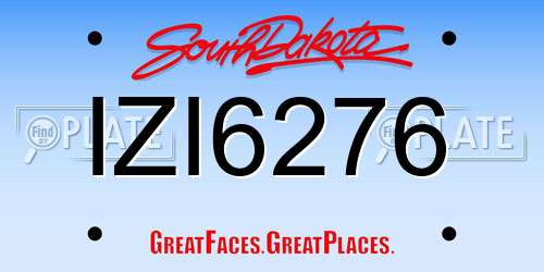 IZI6276 South Dakota License Plate