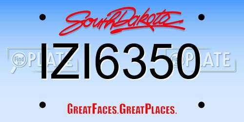 IZI6350 South Dakota License Plate
