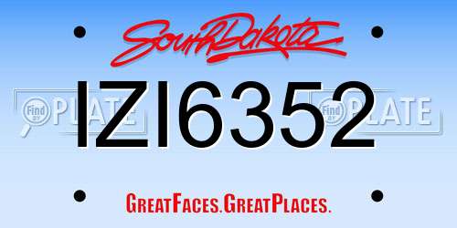 IZI6352 South Dakota License Plate