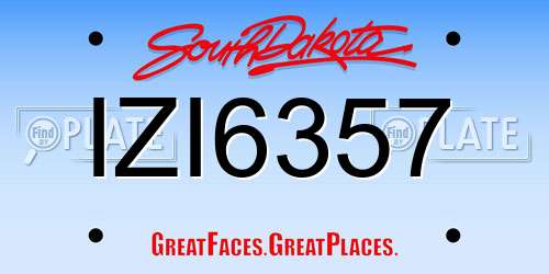 IZI6357 South Dakota License Plate
