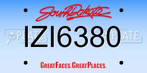 IZI6380 South Dakota License Plate
