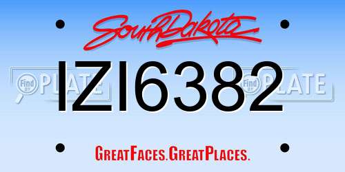 IZI6382 South Dakota License Plate