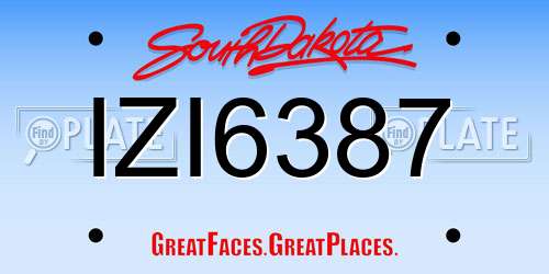 IZI6387 South Dakota License Plate