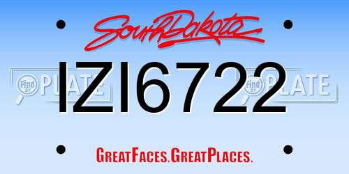 IZI6722 South Dakota License Plate