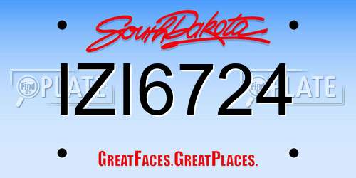 IZI6724 South Dakota License Plate