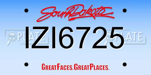 IZI6725 South Dakota License Plate