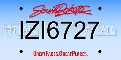 IZI6727 South Dakota License Plate