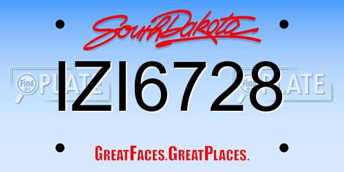 IZI6728 South Dakota License Plate