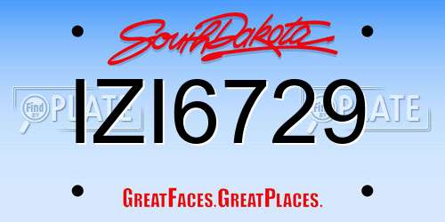 IZI6729 South Dakota License Plate