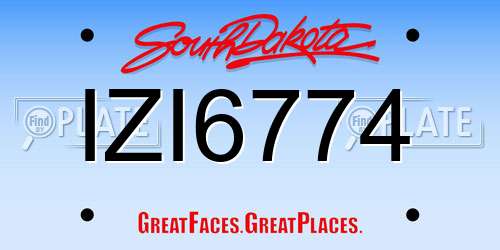 IZI6774 South Dakota License Plate