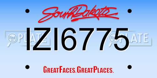 IZI6775 South Dakota License Plate