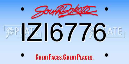 IZI6776 South Dakota License Plate