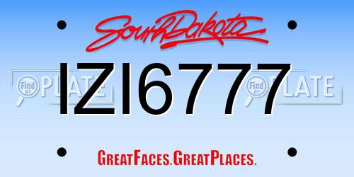 IZI6777 South Dakota License Plate