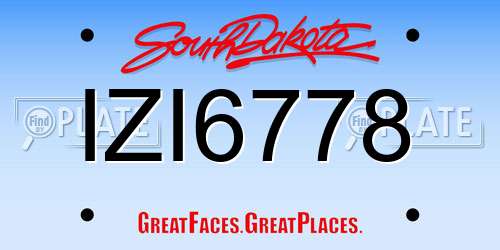 IZI6778 South Dakota License Plate