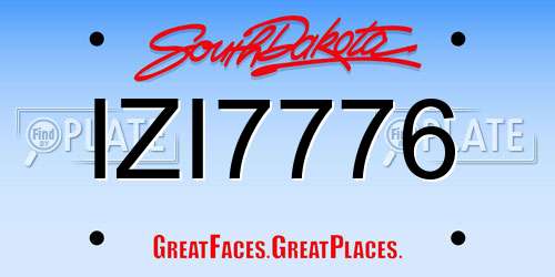 IZI7776 South Dakota License Plate